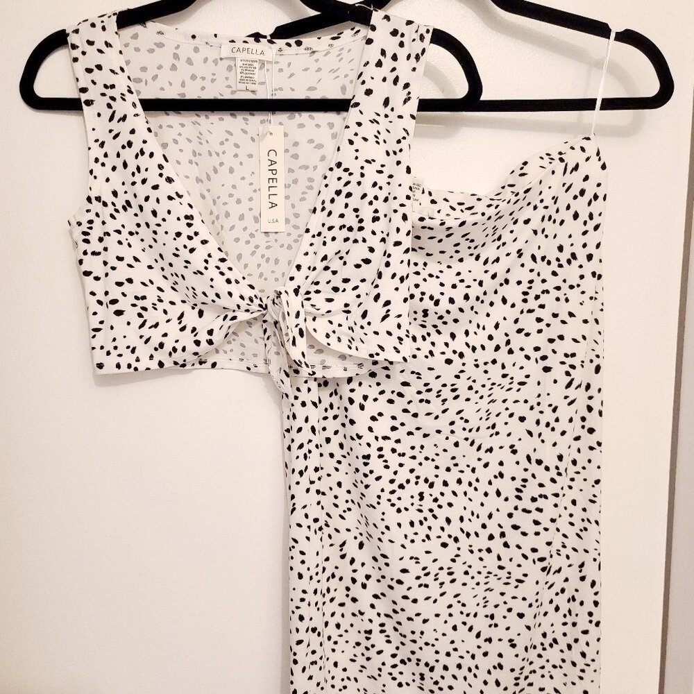 Capella White & Black Speckled Dress And Crop Top Matching Set